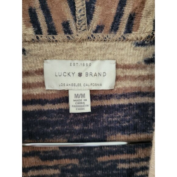 Lucky Brand Womens Blue Aztec Sweater fringe Size Medium - Picture 3 of 9